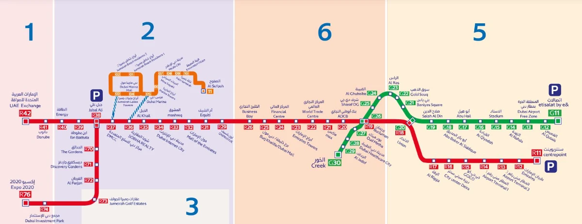 Представление станций метро Дубая