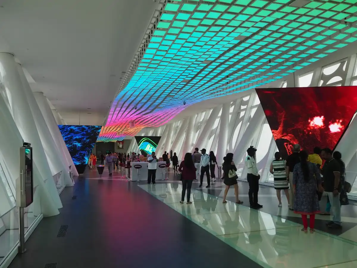 Visitors of the glass bridge of Dubai